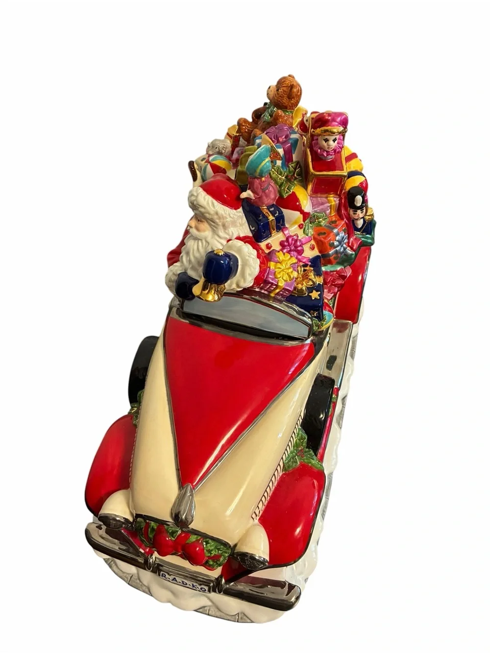 Christopher Radko Santa Rolls in Centerpiece Cookie Jar Vintage Collectible